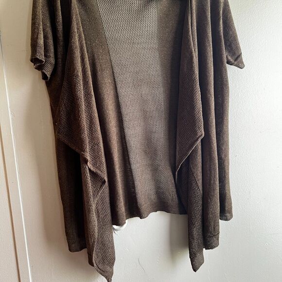 Woolovers Green Linen Blend Lightweight Cardigan Waterfall Open Front - Med - Picture 5 of 8